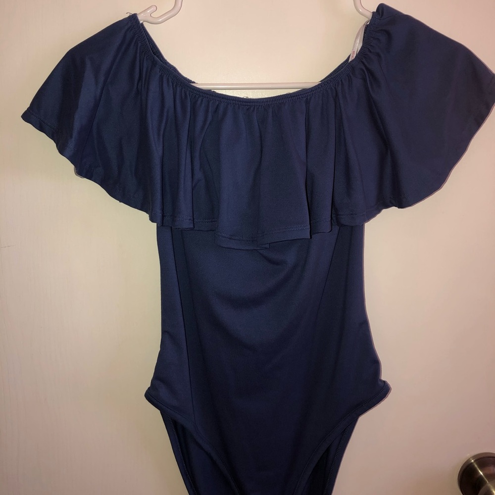 Blue Off The Shoulders Body Suit